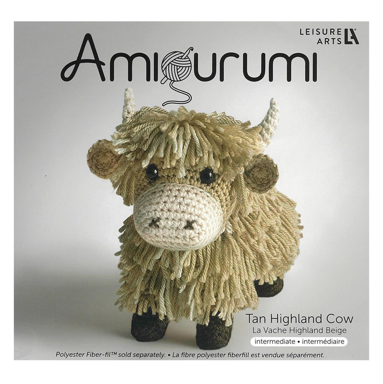 Leisure Arts Amigurumi Highland Cow Crochet Kit Tan – Adult Crochet Kit for Amigurumi Animal Project, Highland Cow Plush 8 Inch Finished Figure